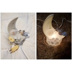 Vintage Disney Mickey Mouse Moon Baby Nursery Lamp Night Light 6.5" Disneyland
